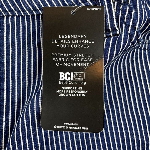 NEW Lee SIZE 22 (44x7") Navy Railroad Stripe Stretch Midrise Regular Fit Shorts - Picture 3 of 6